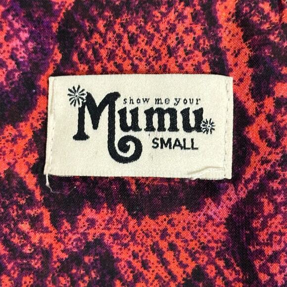 Show Me Your Mumu Roxy Romper Womens S Red Pink Snakeskin V-Neck Boho Hippie - Picture 6 of 8